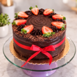 Bolo de brigadeiro com morangos